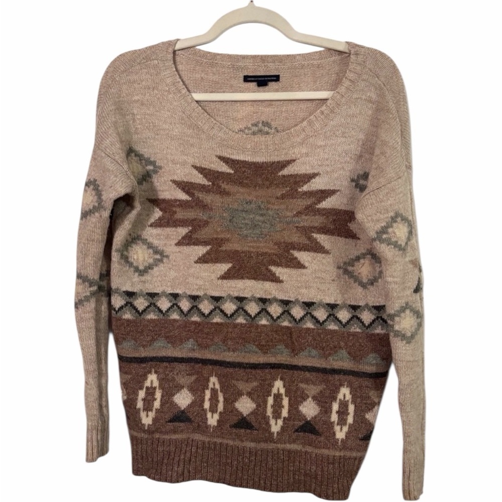 American Eagle | Women's Beige Patterned Sweater | Size XS - Picture 2 of 8